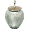 imageDeco 79 Metal Living Room Decorative Jars Hammered Decorative Container with Wood Lid Jar with Lid 11quot x 11quot x 12quot Silver8 x 8 x 12