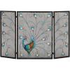 imageDeco 79 Metal Peacock Fireplace Screen Rainbow 3 Panel with Crystal Accents and Black Frame 48quot x 1quot x 32quot Blue