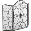 imageDeco 79 Metal Scroll Foldable Mesh Netting 3 Panel Fireplace Screen 60quot x 24quot x 40quot GrayBlack
