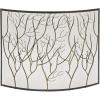 imageDeco 79 Metal Tree Single Panel Fireplace Screen with Mesh Netting 39quot x 7quot x 33quot BrassBrass