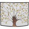imageDeco 79 Metal Tree Single Panel Fireplace Screen with Mesh Netting 39quot x 7quot x 33quot BrassBronze