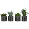 imageThe Novogratz Faux Foliage Succulent Artificial Plant Small with Realistic Leaves and Leaf Patterned Pot Set of 4 4quot 7quot 6quot H Green4 PIECES SMALL SIZE