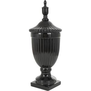 imageDeco 79 Ceramic Living Room Decorative Jars Tall Fluted Urn Decorative Container with Lid Jar with Lid 12quot x 12quot x 32quot WhiteBlack