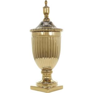 imageDeco 79 Ceramic Living Room Decorative Jars Tall Fluted Urn Decorative Container with Lid Jar with Lid 12quot x 12quot x 32quot WhiteGold