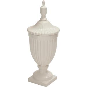 imageDeco 79 Ceramic Living Room Decorative Jars Tall Fluted Urn Decorative Container with Lid Jar with Lid 12quot x 12quot x 32quot WhiteWhite
