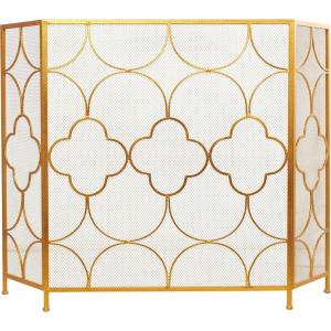 imageDeco 79 Contemporary Geometric Designed Metal Fireplace Screen 50quotL x 35quotH Gold
