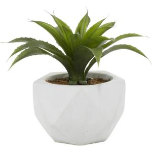imageDeco 79 Faux Foliage Agave Artificial Plant with Realistic Leaves and White Ceramic Pot 11quot x 10quot x 10quot Green