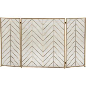imageDeco 79 Metal Geometric Living Room Fireplace Screen Zig Zag Foldable Chevron 3 Panel Fire Spark Guard with Mesh Netting Screen 52quot x 1quot x 31quot BlackGold