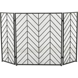 imageDeco 79 Metal Geometric Living Room Fireplace Screen Zig Zag Foldable Chevron 3 Panel Fire Spark Guard with Mesh Netting Screen 52quot x 1quot x 31quot BlackBlack