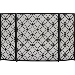 imageDeco 79 Metal Rectangle Fireplace Screen with Geometric Patterns 48quot x 1quot x 30quot Black30 x 48