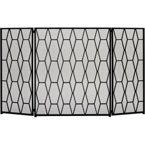 imageDeco 79 Metal Rectangle Fireplace Screen with Geometric Patterns 48quot x 1quot x 30quot Black31 x 51