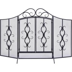 imageDeco 79 Metal Scroll Foldable Mesh Netting 3 Panel Fireplace Screen 60quot x 24quot x 40quot GrayGray