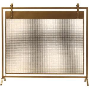 imageDeco 79 Metal Suspended Grid Style Netting Single Panel Fireplace Screen with Bolted Detailing 38quot x 9quot x 36quot Copper