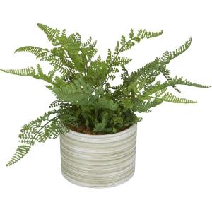 imageDeco 79 The Novogratz Faux Foliage Fern Artificial Plant with Realistic Leaves and Patterned Round Pot 13quot x 12quot x 11quot GreenGreen