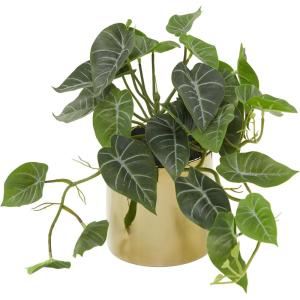 imageDeco 79 The Novogratz Faux Foliage Pothos Artificial Plant with Realistic Leaves and Gold Porcelain Pot 14quot x 14quot x 12quot GreenGreen