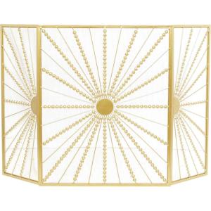 imageThe Novogratz Metal Starburst Foldable 3 Panel Fireplace Screen with Bead Inspired Rays 48quot x 1quot x 30quot Gold