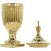 imageDeco 79 Ceramic Living Room Decorative Jars Tall Decorative Container with Grooves Jar with Lid 10quot x 10quot x 25quot Gold