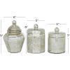 imageDeco 79 Glass Living Room Decorative Jars Decorative Container Set of 3 Jar with Lid 8quot 9quot 7quotH Silver