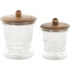 imageDeco 79 Glass Living Room Decorative Jars Decorative Container with Wood Lids Set of 3 Jar with Lid 8quot 9quot 11quotH ClearClear