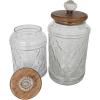 imageDeco 79 Glass Living Room Decorative Jars Decorative Container with Wood Lids Set of 3 Jar with Lid 8quot 9quot 11quotH ClearClear