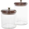 imageDeco 79 Glass Living Room Decorative Jars Decorative Container with Wood Lids Set of 3 Jar with Lid 8quot 9quot 11quotH ClearClear