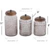 imageDeco 79 Glass Living Room Decorative Jars Decorative Container with Wood Lids Set of 3 Jar with Lid 8quot 9quot 11quotH ClearClear