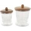 imageDeco 79 Glass Living Room Decorative Jars Decorative Container with Wood Lids Set of 3 Jar with Lid 8quot 9quot 11quotH ClearClear