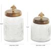 imageDeco 79 Glass Living Room Decorative Jars Decorative Container with Wood Lids Set of 3 Jar with Lid 8quot 9quot 11quotH ClearClear