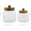 imageDeco 79 Glass Living Room Decorative Jars Decorative Container with Wood Lids Set of 3 Jar with Lid 8quot 9quot 11quotH ClearClear