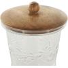 imageDeco 79 Glass Living Room Decorative Jars Decorative Container with Wood Lids Set of 3 Jar with Lid 8quot 9quot 11quotH ClearClear