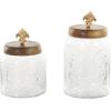 imageDeco 79 Glass Living Room Decorative Jars Decorative Container with Wood Lids Set of 3 Jar with Lid 8quot 9quot 11quotH ClearClear
