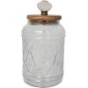 imageDeco 79 Glass Living Room Decorative Jars Decorative Container with Wood Lids Set of 3 Jar with Lid 8quot 9quot 11quotH ClearClear