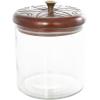 imageDeco 79 Glass Living Room Decorative Jars Decorative Container with Wood Lids Set of 3 Jar with Lid 8quot 9quot 11quotH ClearClear