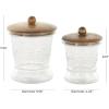 imageDeco 79 Glass Living Room Decorative Jars Decorative Container with Wood Lids Set of 3 Jar with Lid 8quot 9quot 11quotH ClearClear