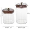 imageDeco 79 Glass Living Room Decorative Jars Decorative Container with Wood Lids Set of 3 Jar with Lid 8quot 9quot 11quotH ClearClear