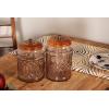 imageDeco 79 Glass Living Room Decorative Jars Decorative Container with Wood Lids Set of 3 Jar with Lid 8quot 9quot 11quotH ClearClear