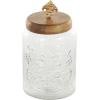 imageDeco 79 Glass Living Room Decorative Jars Decorative Container with Wood Lids Set of 3 Jar with Lid 8quot 9quot 11quotH ClearClear
