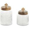 imageDeco 79 Glass Living Room Decorative Jars Decorative Container with Wood Lids Set of 3 Jar with Lid 8quot 9quot 11quotH ClearClear