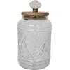 imageDeco 79 Glass Living Room Decorative Jars Decorative Container with Wood Lids Set of 3 Jar with Lid 8quot 9quot 11quotH ClearClear