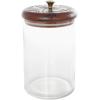 imageDeco 79 Glass Living Room Decorative Jars Decorative Container with Wood Lids Set of 3 Jar with Lid 8quot 9quot 11quotH ClearClear