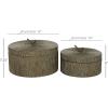 imageDeco 79 Metal Bird Living Room Decorative Jars Carved Decorative Container Set of 2 Jar with Lid 7quot 6quotH Bronze