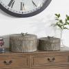 imageDeco 79 Metal Bird Living Room Decorative Jars Carved Decorative Container Set of 2 Jar with Lid 7quot 6quotH Bronze