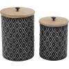 imageDeco 79 Metal Geometric Living Room Decorative Jars Decorative Container with Wood Lids Set of 2 Jar with Lid 11quot 9quotH Black