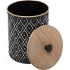 imageDeco 79 Metal Geometric Living Room Decorative Jars Decorative Container with Wood Lids Set of 2 Jar with Lid 11quot 9quotH Black