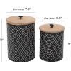 imageDeco 79 Metal Geometric Living Room Decorative Jars Decorative Container with Wood Lids Set of 2 Jar with Lid 11quot 9quotH Black