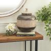 imageDeco 79 Metal Living Room Decorative Jars Decorative Container with Wood Lids Jar with Lid 12quot x 12quot x 14quot Brown