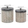 imageMetal Living Room Decorative Jars Decorative Container with Weave Inspired Pattern Set of 2 Jar with Lid 9quot 8quotH Brown