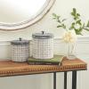 imageMetal Living Room Decorative Jars Decorative Container with Weave Inspired Pattern Set of 2 Jar with Lid 9quot 8quotH Brown