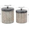 imageMetal Living Room Decorative Jars Decorative Container with Weave Inspired Pattern Set of 2 Jar with Lid 9quot 8quotH Brown