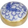 imageThe Novogratz Ceramic Geometric Living Room Decorative Jars Decorative Container with White Accents Set of 2 Jar with Lid 14quot 12quotH GoldBlue